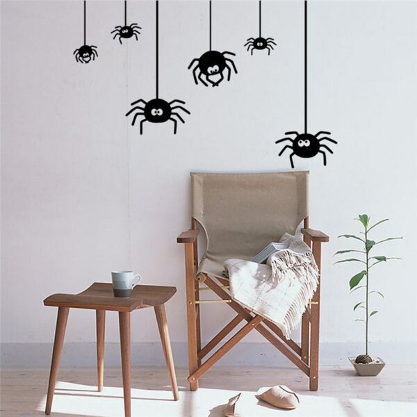 6 spindlar Halloween väggdekor klistermärken