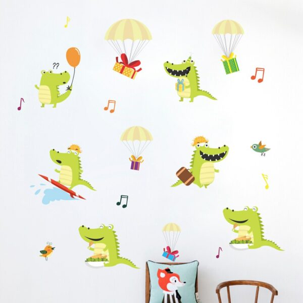 6 glada krokodiler vinyl vägg klistermärken