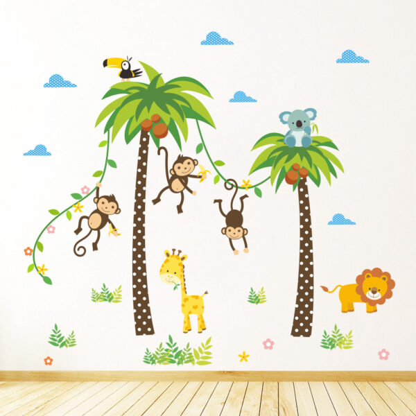 Två palmer med apor vinyl vägg klistermärken