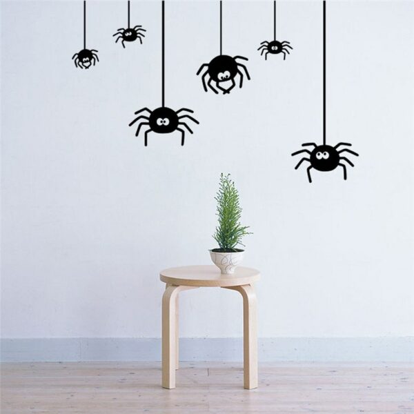 6 spindlar Halloween väggdekor klistermärken