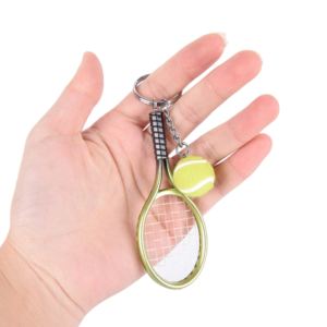 Tennis racket och boll nyckelring prydnadssak