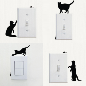Katter strömbrytare vinyl vägg klistermärken 4 st / förp