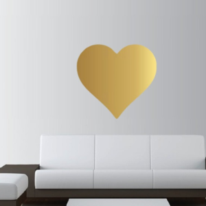 Stor Guld hjärta vinyl vägg klistermärke