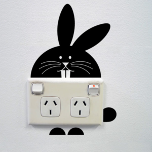 Kanin strömbrytare vinyl vägg klistermärke