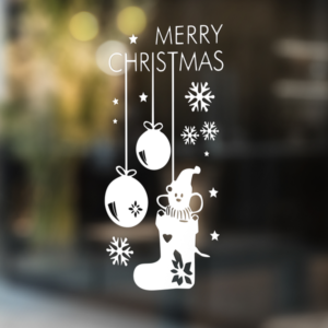 Merry Christmas med nallebjörn (God Jul) fönster/vägg dekor