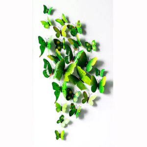Fjäril väggdekorationer 3D med magneter 12 st / förp Grön