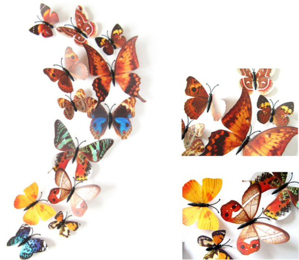 Fjäril 3D med magneter 12 st / förp natur höstfärg