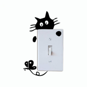 Katt och fjäril strömbrytare vinyl vägg klistermärken