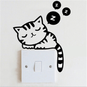 Sovande katt strömbrytare vinyl vägg klistermärken