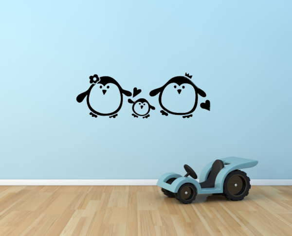 Pingvin familj vinyl väggklistermärke